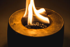 small alcohol fire pit sitting on tabletop